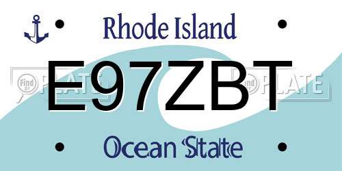 E97ZBT Rhode Island License Plate
