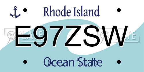 E97ZSW Rhode Island License Plate