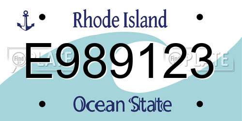 E989123 Rhode Island License Plate