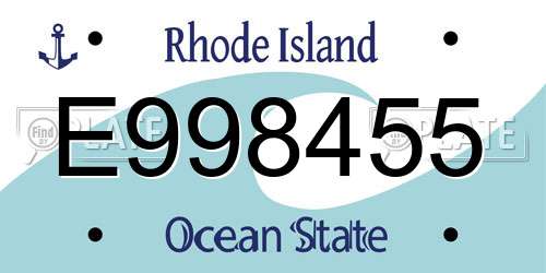 E998455 Rhode Island License Plate