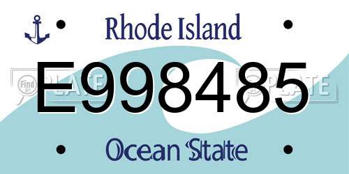 E998485 Rhode Island License Plate