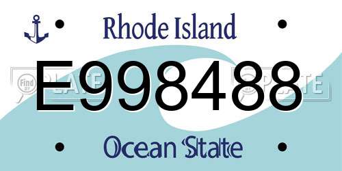 E998488 Rhode Island License Plate