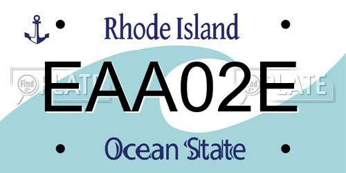 EAA02E Rhode Island License Plate