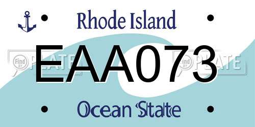 EAA073 Rhode Island License Plate