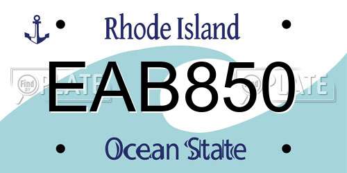 EAB850 Rhode Island License Plate