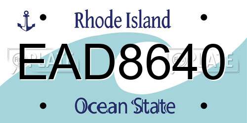 EAD8640 Rhode Island License Plate