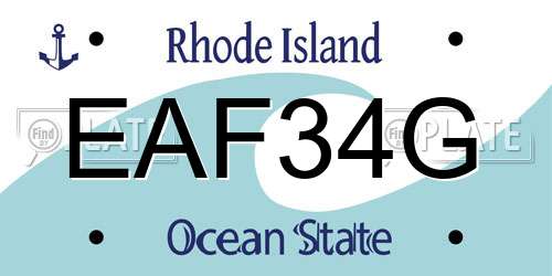 EAF34G Rhode Island License Plate