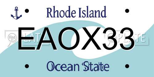 EAOX33 Rhode Island License Plate