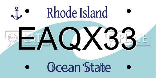 EAQX33 Rhode Island License Plate