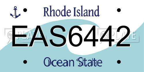 EAS6442 Rhode Island License Plate
