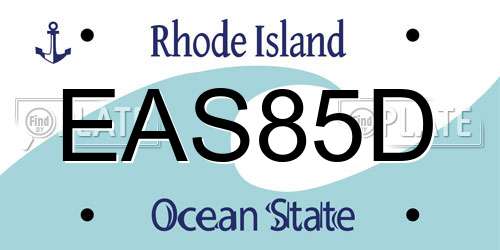 EAS85D Rhode Island License Plate