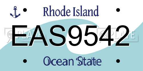 EAS9542 Rhode Island License Plate