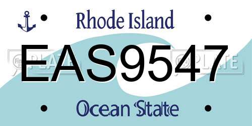 EAS9547 Rhode Island License Plate