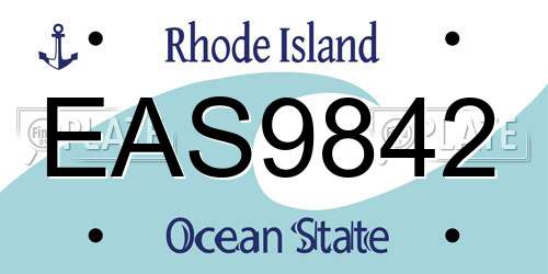 EAS9842 Rhode Island License Plate