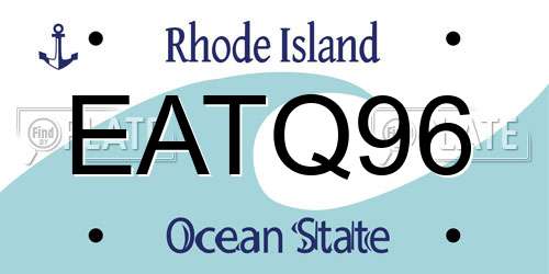EATQ96 Rhode Island License Plate