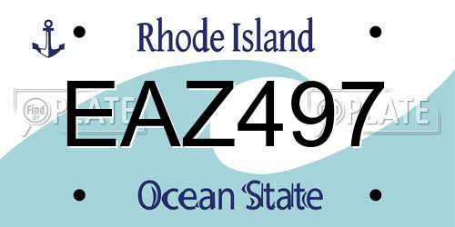EAZ497 Rhode Island License Plate