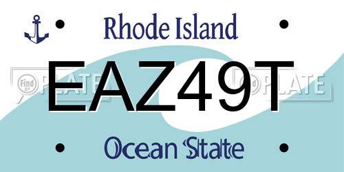 EAZ49T Rhode Island License Plate