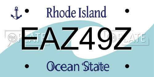 EAZ49Z Rhode Island License Plate