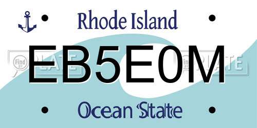 EB5E0M Rhode Island License Plate