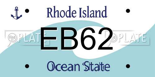 EB62 Rhode Island License Plate