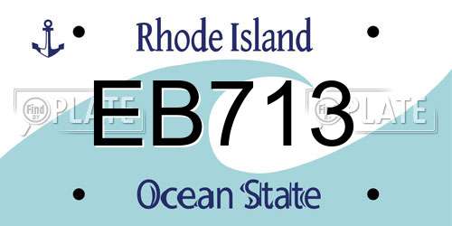 EB713 Rhode Island License Plate