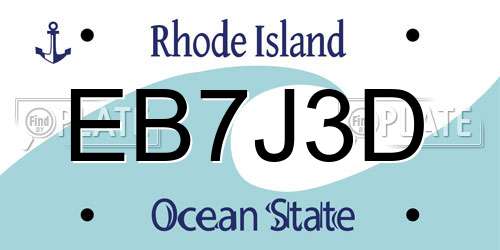 EB7J3D Rhode Island License Plate