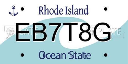 EB7T8G Rhode Island License Plate