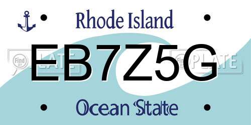 EB7Z5G Rhode Island License Plate