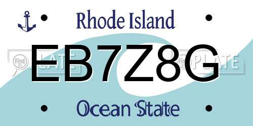 EB7Z8G Rhode Island License Plate