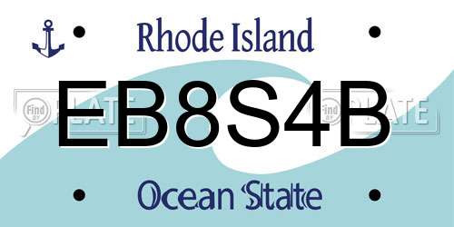 EB8S4B Rhode Island License Plate