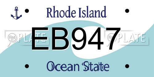 EB947 Rhode Island License Plate
