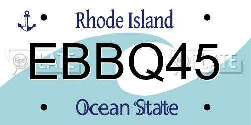 EBBQ45 Rhode Island License Plate