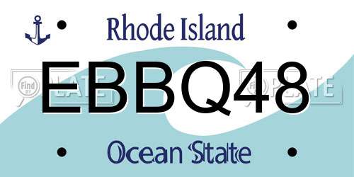 EBBQ48 Rhode Island License Plate