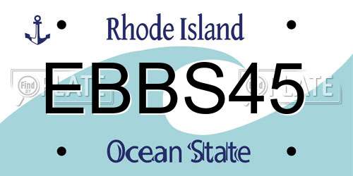 EBBS45 Rhode Island License Plate