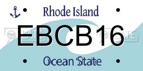 EBCB16 Rhode Island License Plate