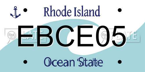 EBCE05 Rhode Island License Plate