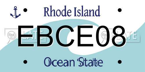 EBCE08 Rhode Island License Plate