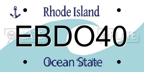 EBDO40 Rhode Island License Plate