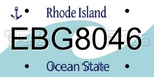 EBG8046 Rhode Island License Plate