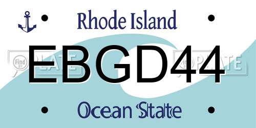 EBGD44 Rhode Island License Plate