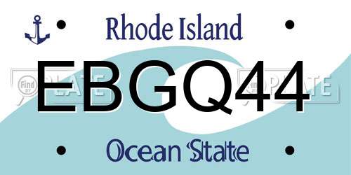 EBGQ44 Rhode Island License Plate