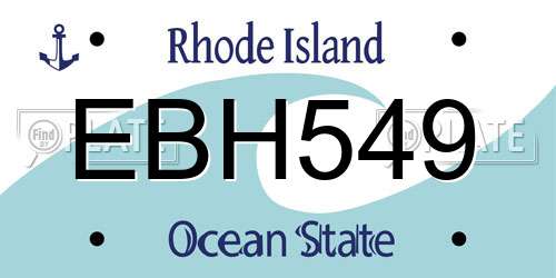 EBH549 Rhode Island License Plate