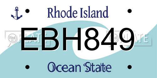 EBH849 Rhode Island License Plate