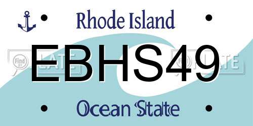 EBHS49 Rhode Island License Plate