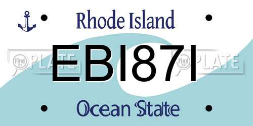 EBI87I Rhode Island License Plate