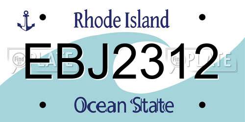 EBJ2312 Rhode Island License Plate