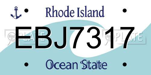 EBJ7317 Rhode Island License Plate
