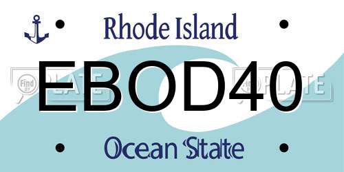 EBOD40 Rhode Island License Plate