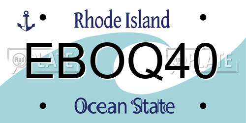 EBOQ40 Rhode Island License Plate