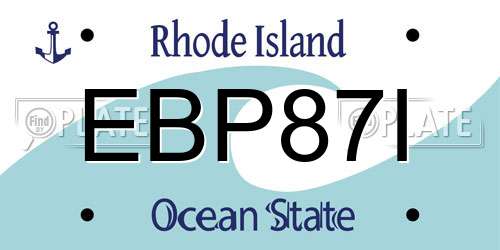 EBP87I Rhode Island License Plate